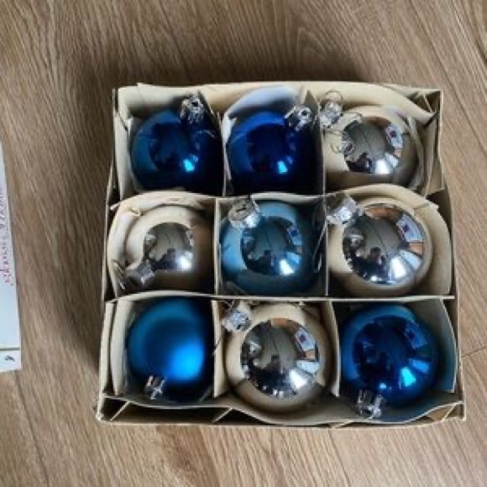 Blue and Silver Shatterproof Holiday Ornament Set - 9 Pack - Picture 2 of 2